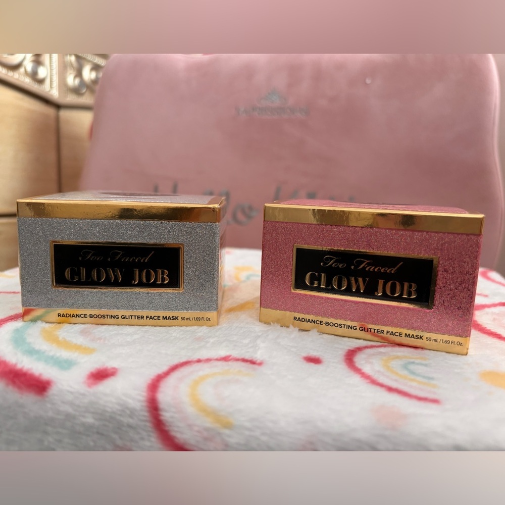 NIB BOX BUNDLE TOO FACED GLOW JOB GLITTER MASK